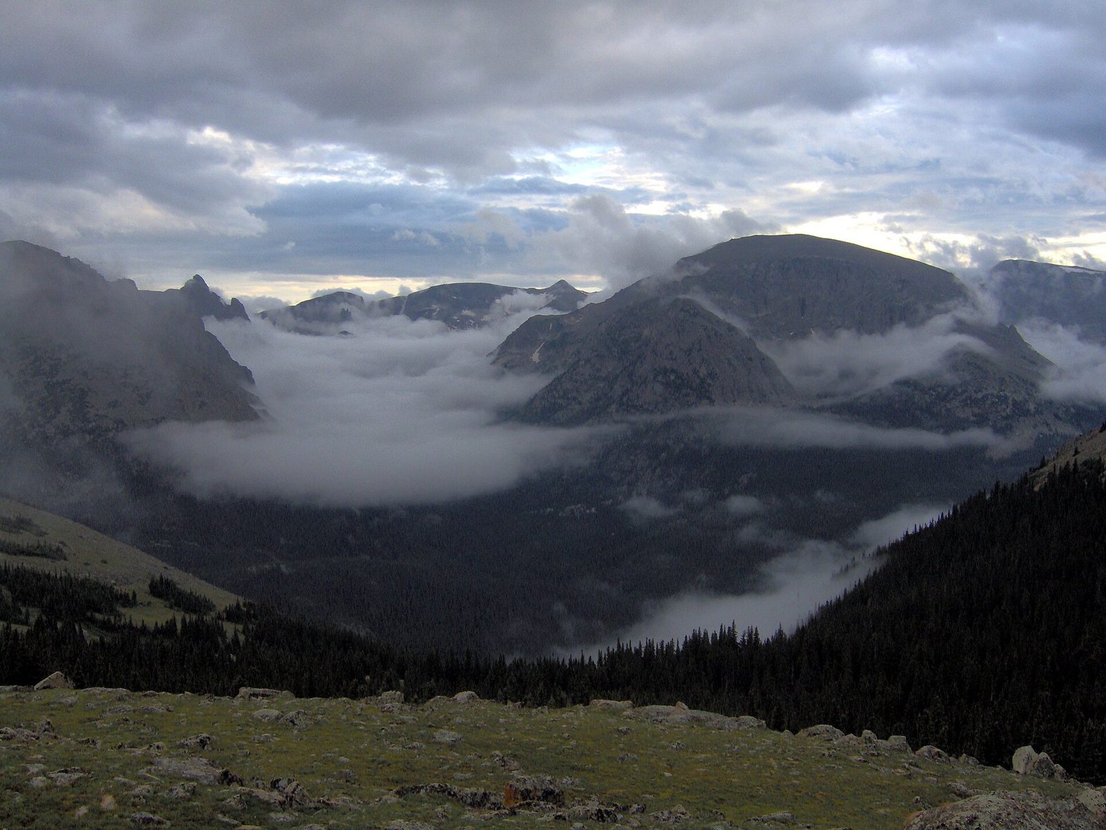 Cloud filling a high valley on the Colorado Front Range